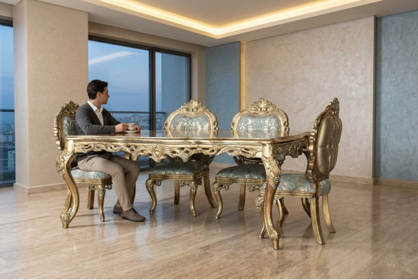 Gouden stoelen eetkamer stoelgroep stoelenset set van 4 gestoffeerde stoelen