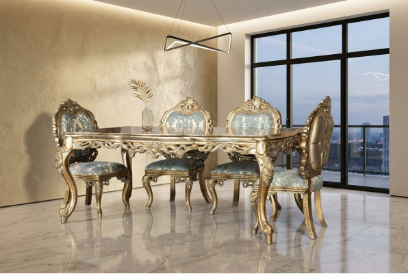 Gouden stoelen eetkamer stoelgroep stoelenset set van 4 gestoffeerde stoelen