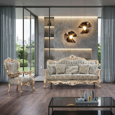 Sofaset Klassieke Luxe Bankstellen Fauteuils Woonkamerset 3+1 Zitplaatsen Chesterfield