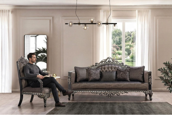 Luxe Chesterfield bankstel 3+1 zits klassieke sofa barok gestoffeerde stoel