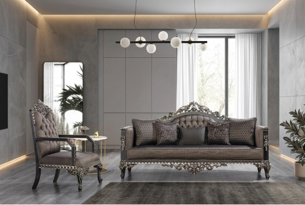 Luxe Chesterfield bankstel 3+1 zits klassieke sofa barok gestoffeerde stoel