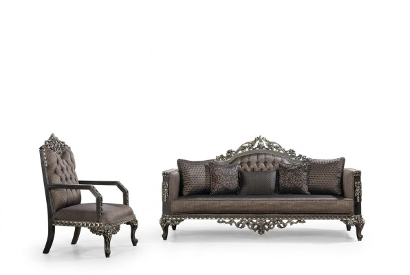 Luxe Chesterfield bankstel 3+1 zits klassieke sofa barok gestoffeerde stoel
