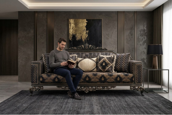 Chesterfield 3-zits Designerbank Luxe gestoffeerde banken van stof Nieuw