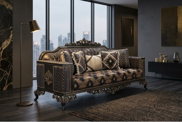 Chesterfield 3-zits Designerbank Luxe gestoffeerde banken van stof Nieuw