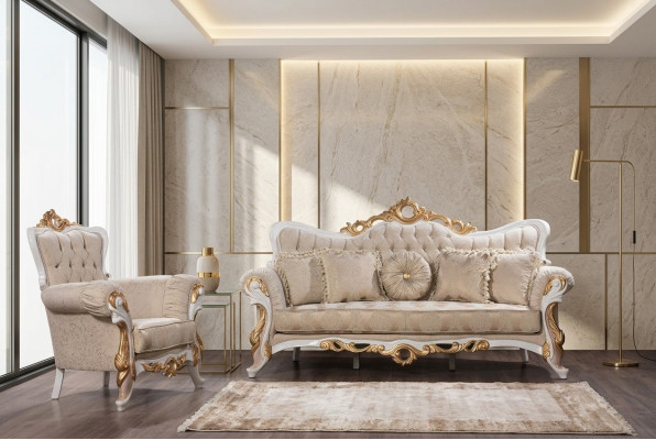 Bankstel 3+1-zits set Designbanken Gestoffeerde banken Leren relaxstoelen Klassiekers