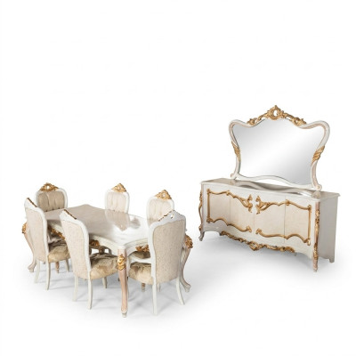 Luxe set eetkamer eettafel stoel XL tafel tafels stoelen hout design 7-delig nieuw