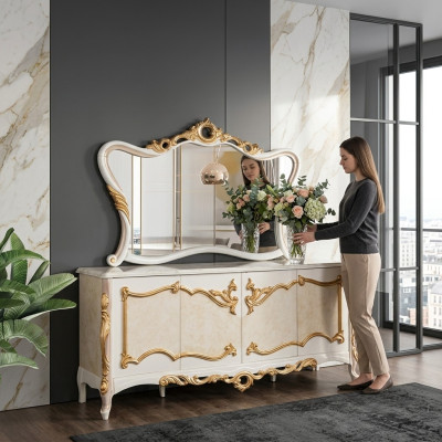 Dressoir met spiegel set eet Barok dressoirs houten dressoir houten kast nieuw