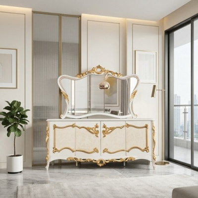 Dressoir met spiegel set eet Barok dressoirs houten dressoir houten kast nieuw