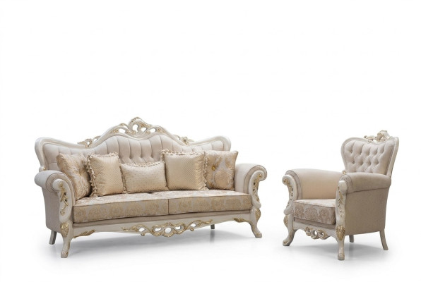 Bankstel 3+1 zitplaatsen Set Design Bank Beklede Banken Bank Klassieke Luxe