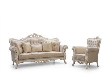 Bankstel 3+1 zitplaatsen Set Design Bank Beklede Banken Bank Klassieke Luxe