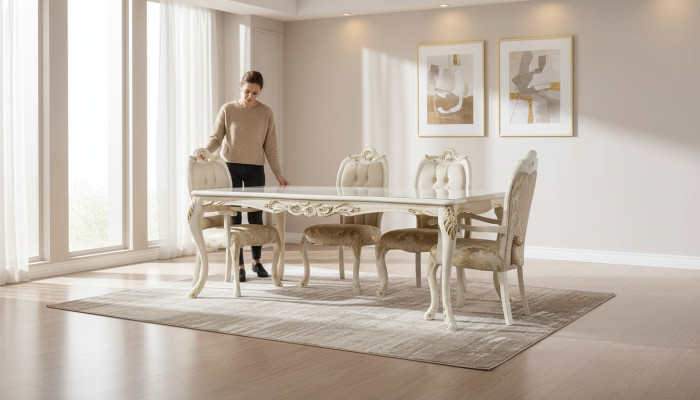 Klassieke eettafel Beige Design Tafel Houten Tafels Meubels Woonkamer