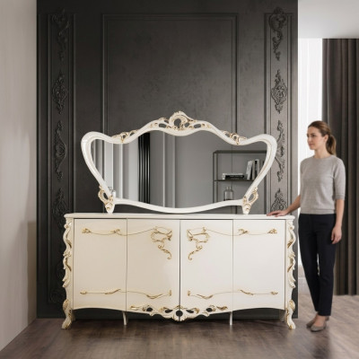 Dressoir Spiegel Set Eetkamer Barok Commodes Houten Commode Houten Kast Nieuw