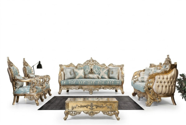 Sofaset 3+3+1+1 Zitsbank Salontafel Bank Stoel Banken Stof Luxe Set 5-delig