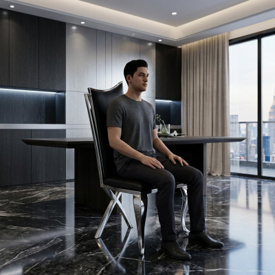 Stel 4x stoelen eetkamerstoel hout luxe eetkamer stof modern stoelen.