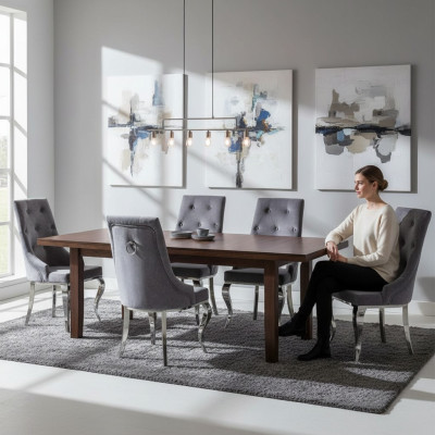 6x Stoel Chesterfield Designer Gestoffeerde Stoelen Zit Textiel Set Nieuw