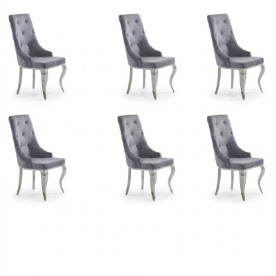 6x Stoel Chesterfield Designer Gestoffeerde Stoelen Zit Textiel Set Nieuw