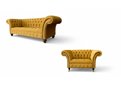 Chesterfield bankstel 2+1 zitter design gestoffeerd modern garnituur.