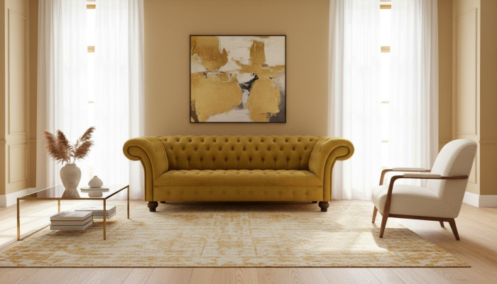 Luxe Chesterfield bankstel 2x 2 zits bankstel Textiel Moderne bankstellen Nieuwe set