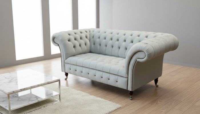 Chesterfield Bank 2-Zits Bank Gestoffeerde Banken Design Luxe Banken Grijs