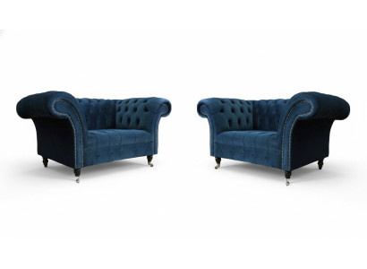 Fauteuil Chesterfield meubelset 2x éénzitter set luxueuze fauteuils banken 2 stuks.