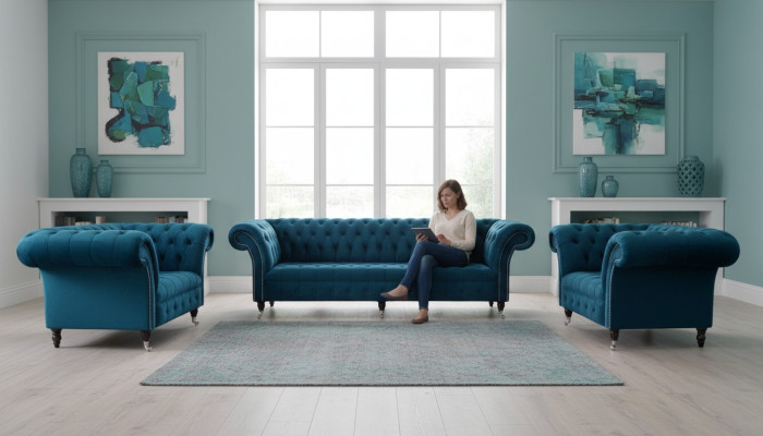 Bankbank Textiel Bekleding Zitplaats 2+1+1 Zitplaats Set Ontwerp Banken