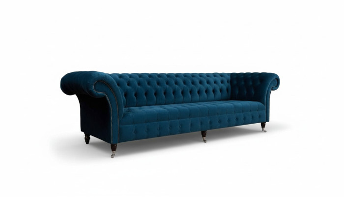 Ontwerp Luxe Chesterfield Bankstel 4-Zits Bank Bekleding Bankstellen Meubels Blauw
