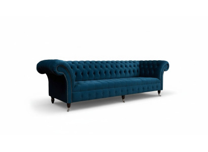 Ontwerp Luxe Chesterfield Bankstel 4-Zits Bank Bekleding Bankstellen Meubels Blauw