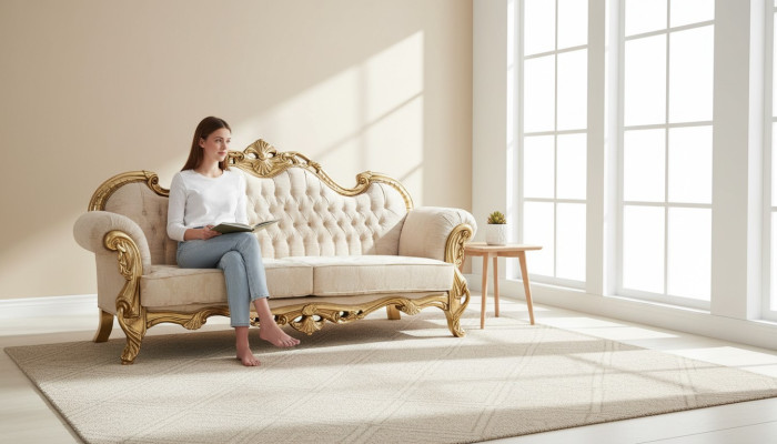 Bank 3-zits stof driepersoons bankstellen luxe woonkamer Chesterfield barok.