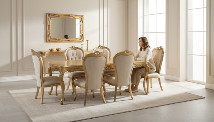 Tafel 6x Stoelen Eetkamerset Compleet Set 7-delig Nieuwe Eethoek