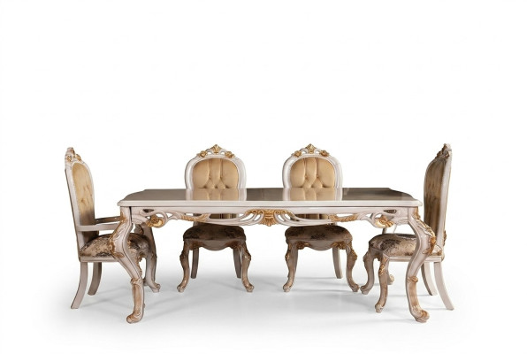 Eettafelset eetkamertafel stoel set 4x stoel hout 5-delig