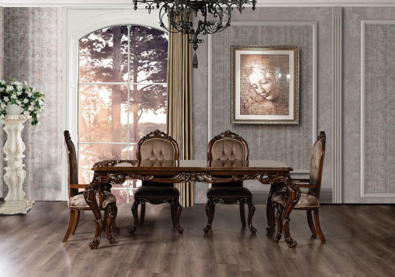 Klassieke eetkamertafel met 4 stoelen in barokke rococostijl meubels