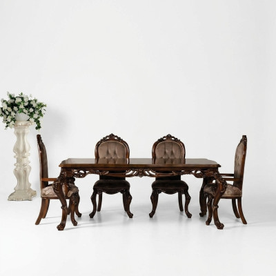 Klassieke eetkamertafel met 4 stoelen in barokke rococostijl meubels