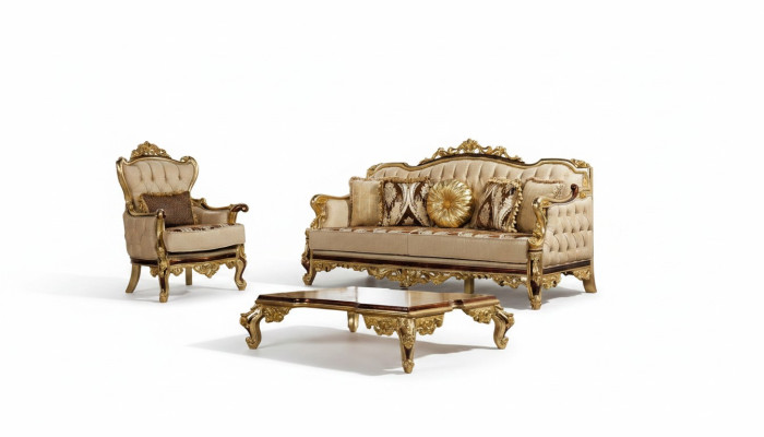 Sofagarnitur Bank Barok Rococo Bankstellen Textiel Chesterfield Bank Tafel 3-dlg.