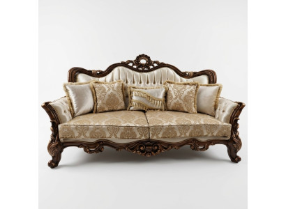 Chesterfield Barok driezits meubel bank sofa stof goud bankstel