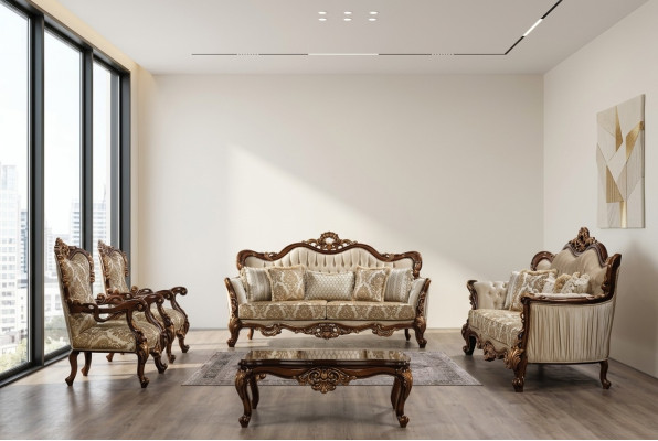 Chesterfield bankstel met salontafel, bankstel bekleding 5-delige set.
