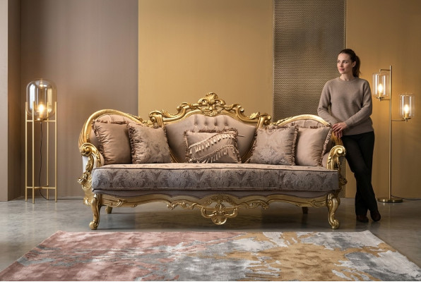 Driepersoons bank Beklede meubels Klassieke sofa Franse inrichting