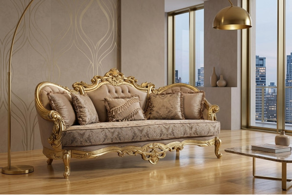 Driepersoons bank Beklede meubels Klassieke sofa Franse inrichting