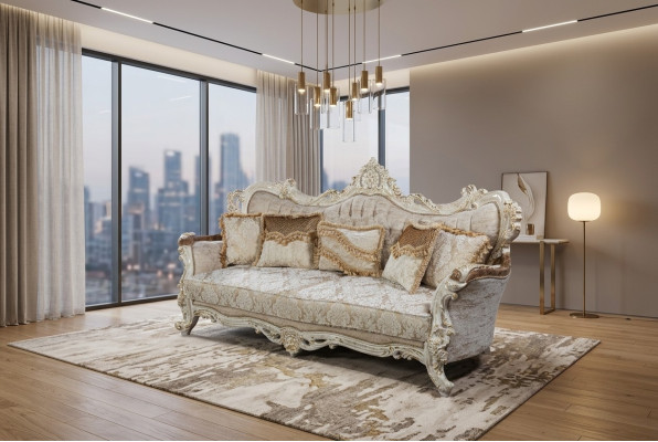 Chesterfield Barok driezitsbank Meubels Banken Stof Gouden Bank