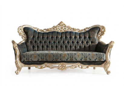 Barok driepersoons Chesterfield bankstel meubelbank banken stof goud