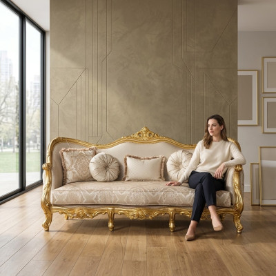 Luxe bank Klassieke driezitsbank Bank Meubels Inrichting Stoffen bank