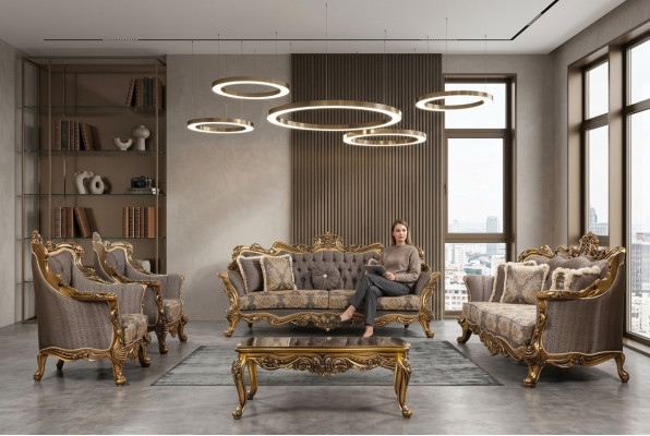 Luxe bankstel Klassieke bank Bank stoffering Meubelset Compleet 5-delig