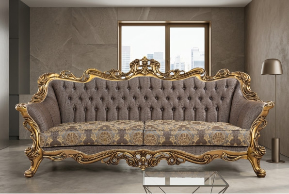 Klassieke Chesterfield bank Driezits Gouden frame Bankstellen