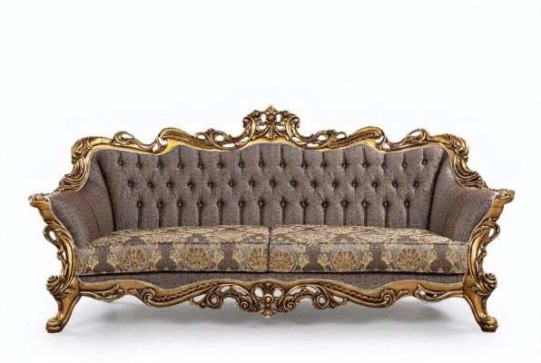 Klassieke Chesterfield bank Driezits Gouden frame Bankstellen