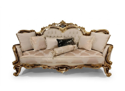 Chesterfield barok driezitsbank meubel bank bank stof beige