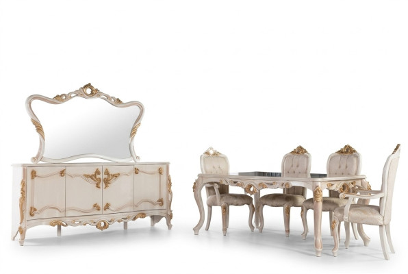 Eettafel set groep eetkamer tafel stoel set dressoir spiegel 6-delig