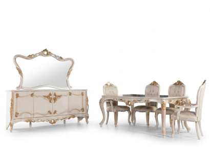 Eettafel set groep eetkamer tafel stoel set dressoir spiegel 6-delig