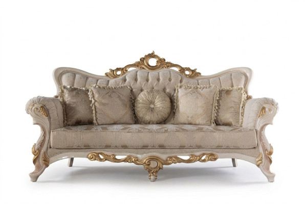 Chesterfield barok bank meubels bank banken stof goud driezitsbank.