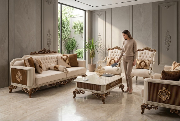 Klassieke bankstel 4-delig. Set 311 zit + salontafel bank Barok Rococo
