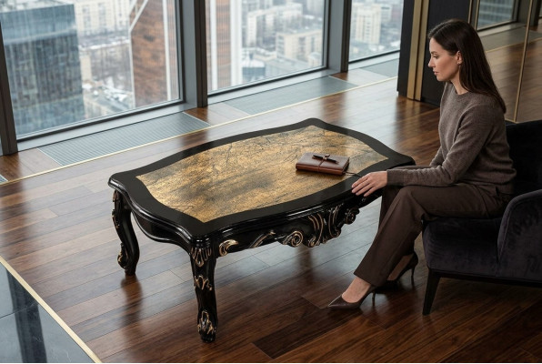 Sierlijke salontafel van hout Klassieke salontafels Meubelen 120x80 Tafels