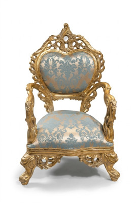 Barok fauteuil eenzitter bank Franse stoel met gesneden poten.